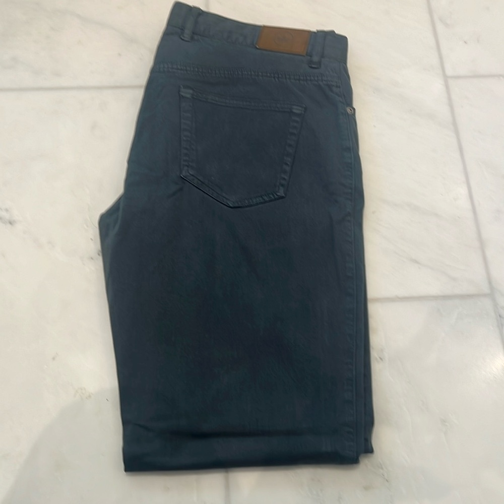 Peter Millar - Sateen 5 Pocket Pants - Size 34. Steel Blue Color. Never worn.